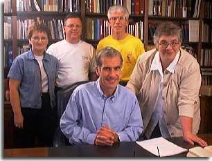 Nicky Gumbel at the Toronto Alpha Conference, Aug 2, 2003, with members of the AIFEO team